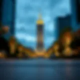 An iconic tower illuminated at night showcasing modern architectural design