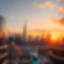 A stunning skyline view of Dubai at sunset