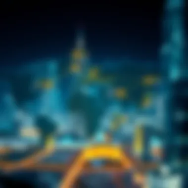 Global map with interconnected cities highlighting Dubai's role