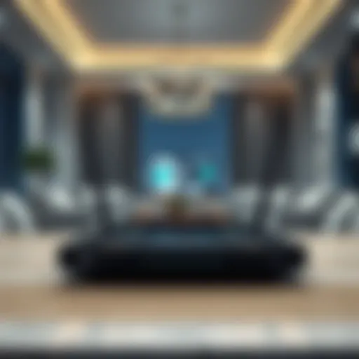 Modern home WiFi router setup with smart devices