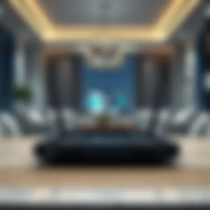 Advanced WiFi Router in a Contemporary Home Modern home WiFi router setup with smart devices