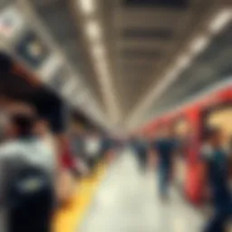 A bustling metro station during peak hours