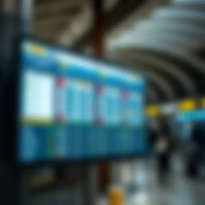 Information Hub: Metro Schedule Displays A digital display showing metro schedules