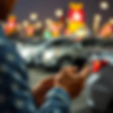 Smartphone Utilization for Parking Management A person using a smartphone for parking management