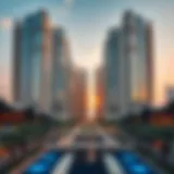 A stunning view of luxury condominiums in Dubai showcasing modern architecture