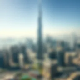 Panoramic view of Burj Khalifa with skyline