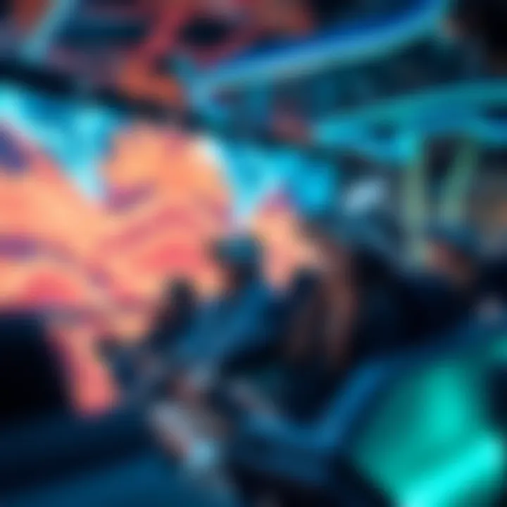 Immersive VR Ride Experience Guests experiencing an immersive virtual reality ride filled with excitement and adventure.